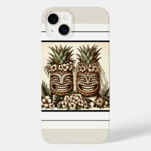 Coque Pour iPhone 14 Plus Deux mariés Tête Tiki de Pineapple Gay Mariage Rét