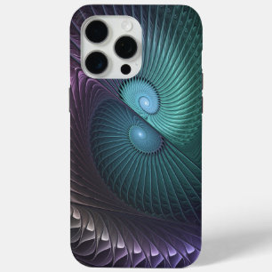 Coque iPhone 15 Pro Max Deux spirales colorées Art Abstrait Fractal modern