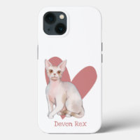 Dévon Rex Chat Aquarelle Kitty Coeur rose