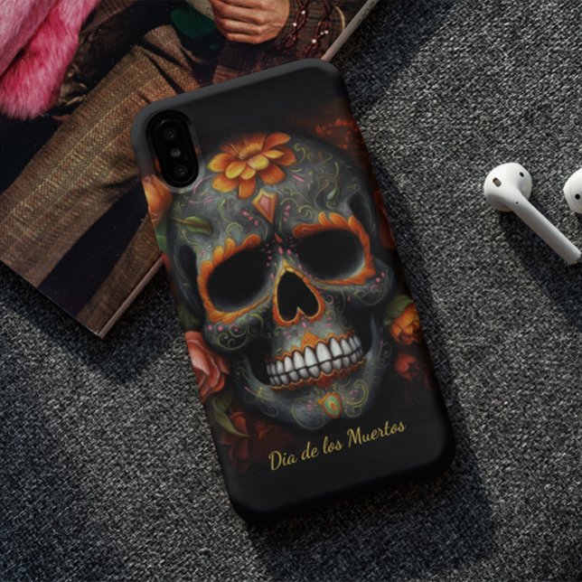 Coques Case-Mate iPhone Dia de los Muertos peint crâne personnalisable (Créateur téléchargé)