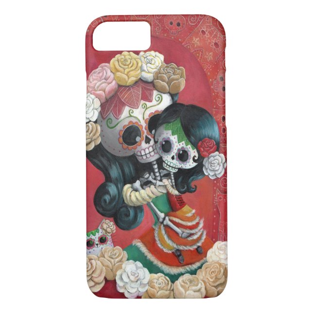 Coques Case-Mate iPhone Dia de Los Muertos Skeletons Mère et fille (Dos)