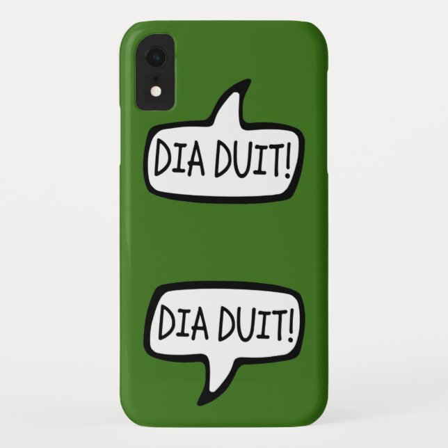 Coques Case-Mate iPhone DIA DUIT ! Irish Gaelic Grey Speech Bubble (Dos)
