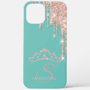 Case-Mate iPhone Case Diadème élégant rose gold paillettes gouttes vert