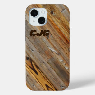 Coque Pour iPhone 15 Diagonale en tôle de bois *Personnaliser*