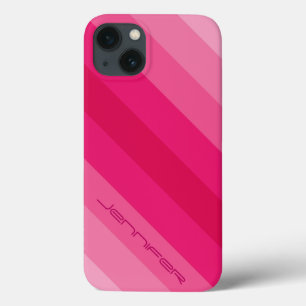 iPhone 13 Case Diagonale rose moderne, nom,