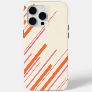 Coque iPhone 15 Pro Max Diagonales - rose, orange et crème