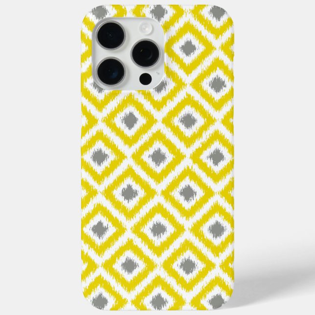 Coques Case-Mate iPhone Diamant jaune et gris Motif Ikat (Verso)