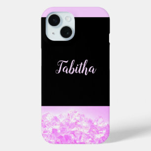 Coque Pour iPhone 15 Diamant rose glamour