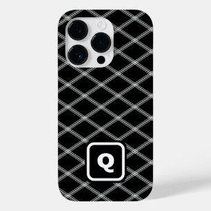 Coque Pour iPhone 14 Pro Diamants Art déco noir et blanc