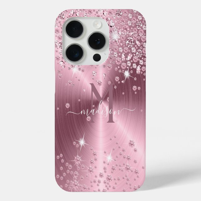 Coques Case-Mate iPhone Diamants Mauve Rose - Personnalisé (Verso)