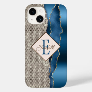 Coque Pour iPhone 14 Diamants modernes d'âge bleu Indigo