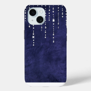 Coque Pour iPhone 15 Diamants Sur Cuir Violet