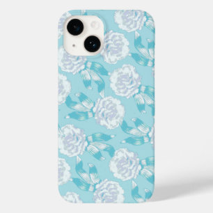 Coque Pour iPhone 14 Dianthus blanc oeillets bleu aqua