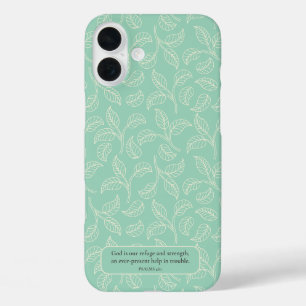 Coques iPhone 16 Plus Dieu Est Notre Refuge Vert Simple Feuille