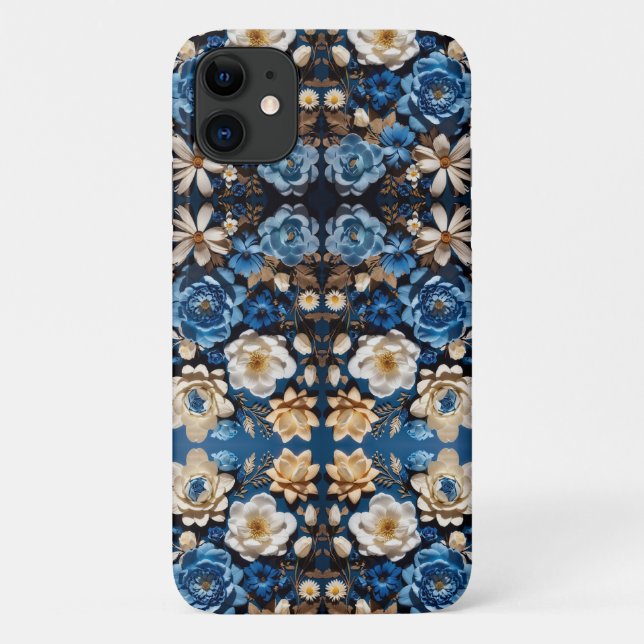 Coques Case-Mate iPhone Différentes fleurs bleues | Beau Design Floral (Dos)