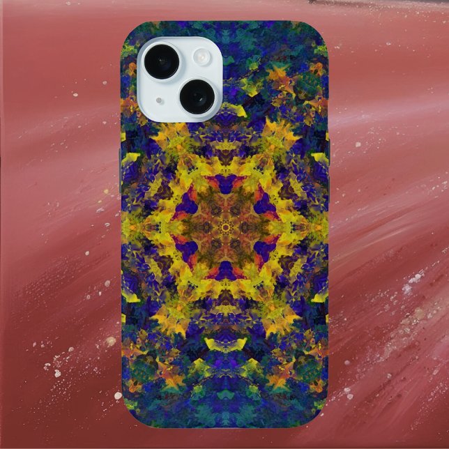 Coques Case-Mate iPhone Digital Mandala jaune bleu et vert (Créateur téléchargé)