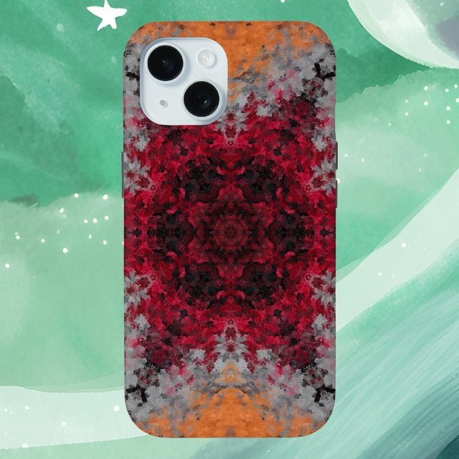 Coques Case-Mate iPhone Digital Mandala rouge orange et bleu (Créateur téléchargé)