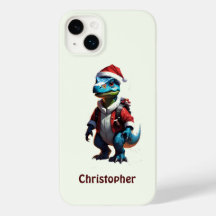 Dinosaure de Noël bleu