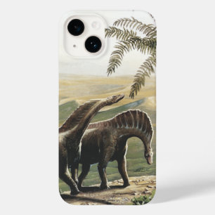Coque Pour iPhone 14 Dinosaures vintages, Amargasaurus aux palmiers