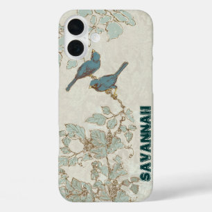 Coques iPhone 16 Plus Direction vintage Turquoise des oiseaux