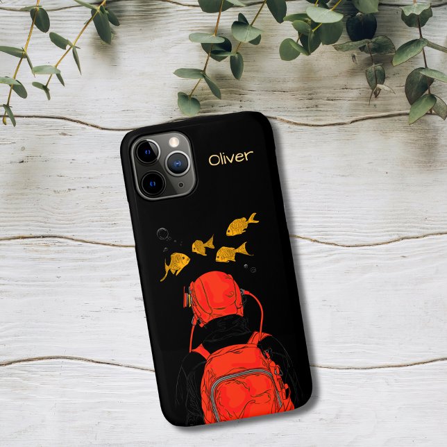 Coques Case-Mate iPhone Diver and Golden Fish (Créateur téléchargé)