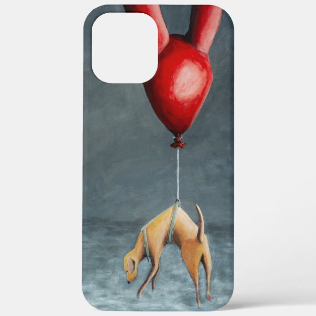 Coques Case-Mate iPhone Dog hanging from a red balloon.  (Verso)