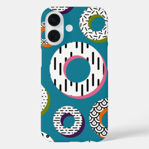 Coques iPhone 16 Donuts Abstrait Monoline Motif Pop Art