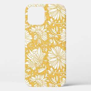 Case-Mate iPhone Case Doodle à fleurs dorées, abstrait dessiné à la main