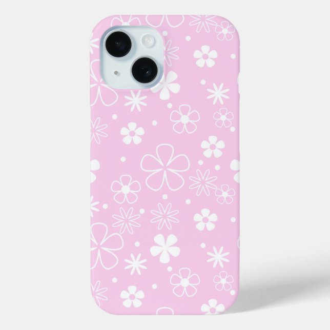 Coques Case-Mate iPhone Doodles Blancs Sur Rose (Verso)