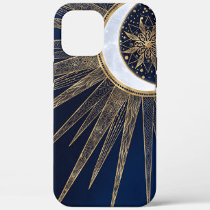 Case-Mate iPhone Case Doodles d'art élégants Gold & Blue Sun Moon Mand