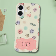 Doodles de coeur, points et lignes ondulées