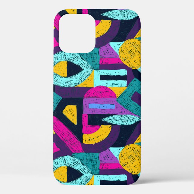 Coques Case-Mate iPhone Doodles rétro : pop art géométrique. (Verso)