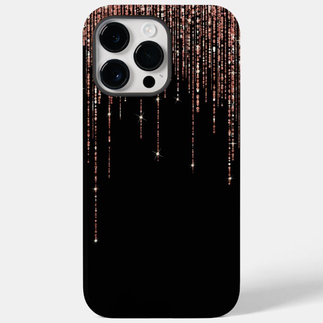 Coques Case-Mate iPhone Dory Rose Noire Gold Sparkly Glitter Fringe (Verso)