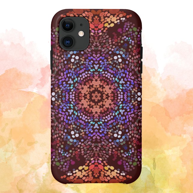 Coques Case-Mate iPhone Dot Mandala Bleu orange et violet (Créateur téléchargé)