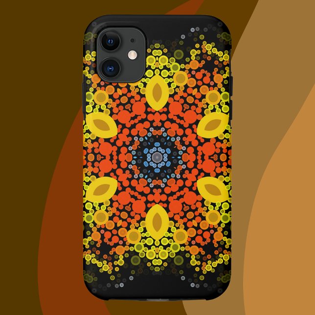 Coques Case-Mate iPhone Dot Mandala Fleur Jaune Orange Bleu (Créateur téléchargé)