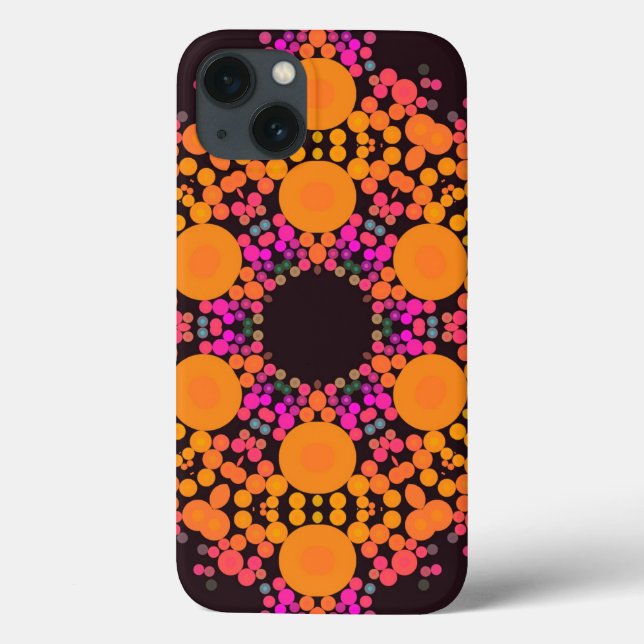 Coques Case-Mate iPhone Dot Mandala Fleur orange et rose (Verso)