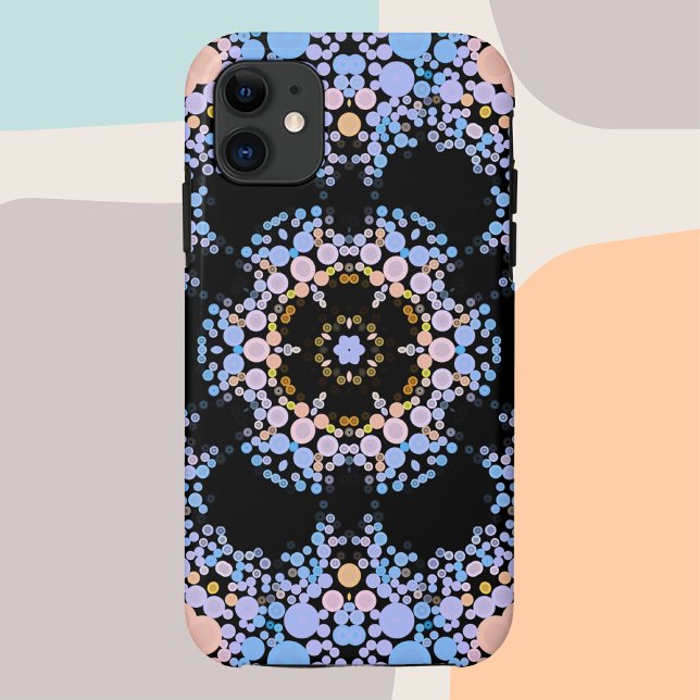 Coques Case-Mate iPhone Dot Mandala Flower bleu et jaune (Créateur téléchargé)