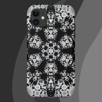 Dot Mandala Flower Gris et noir