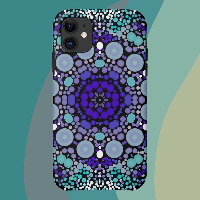 Coques Case-Mate iPhone Dot Mandala Flower violet bleu et blanc (Créateur téléchargé)
