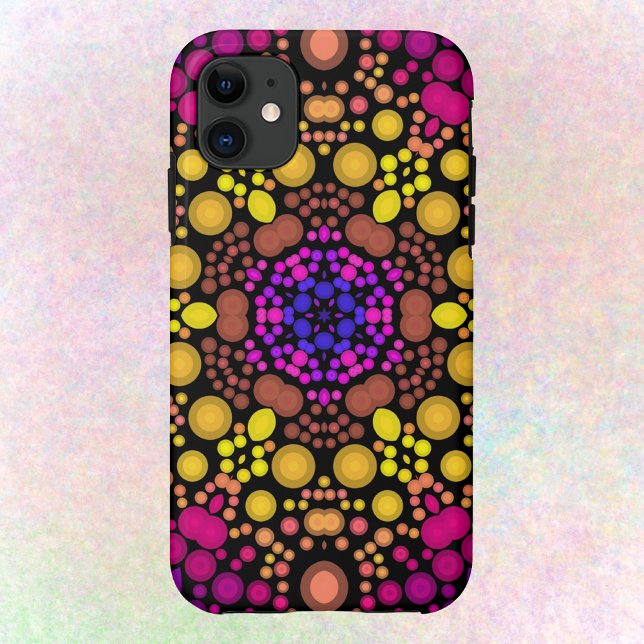 Coques Case-Mate iPhone Dot Mandala Flower violet et jaune (Créateur téléchargé)