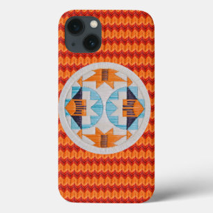 Etui iPhone 13 Double Rainbow2 et Chevron orange