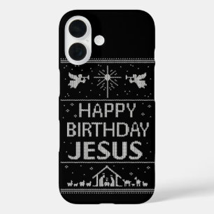 Coques iPhone 16 Doux de Noël moche Design Joyeux anniversaire Jésu