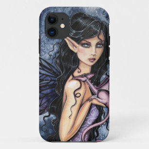 Coque iPhone 11 Dragon Améthyste Fée Violette Art Fantastique