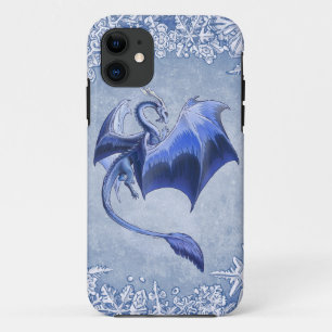 Coque iPhone 11 Dragon bleu d'art de nature d'imaginaire d'hiver