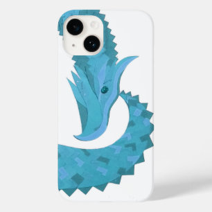 Coque Pour iPhone 14 Dragon cardiaque turquoise en blanc