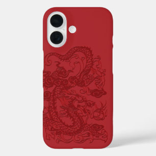 Coques iPhone 16 Dragon coréen chinois d'Asie rouge