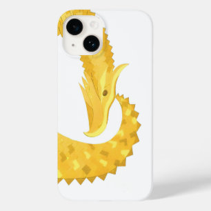 Coque Pour iPhone 14 Dragon de coeur jaune sur blanc