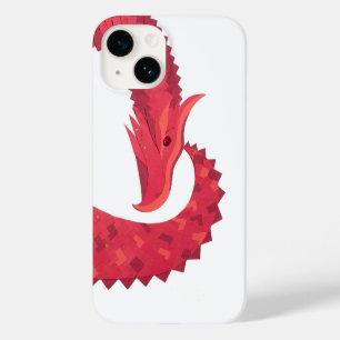 Coque Pour iPhone 14 Dragon de coeur rouge en blanc