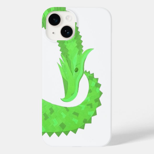 Coques Case-Mate iPhone Dragon de coeur vert citron blanc (Verso)