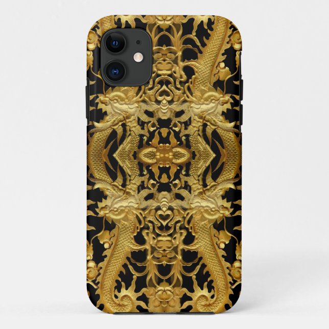 Coques Case-Mate iPhone dragon doré (Dos)